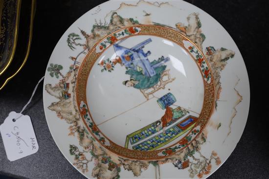 A French Kakiemon style porcelain soup plate, 18th or 19th century, D.22cm